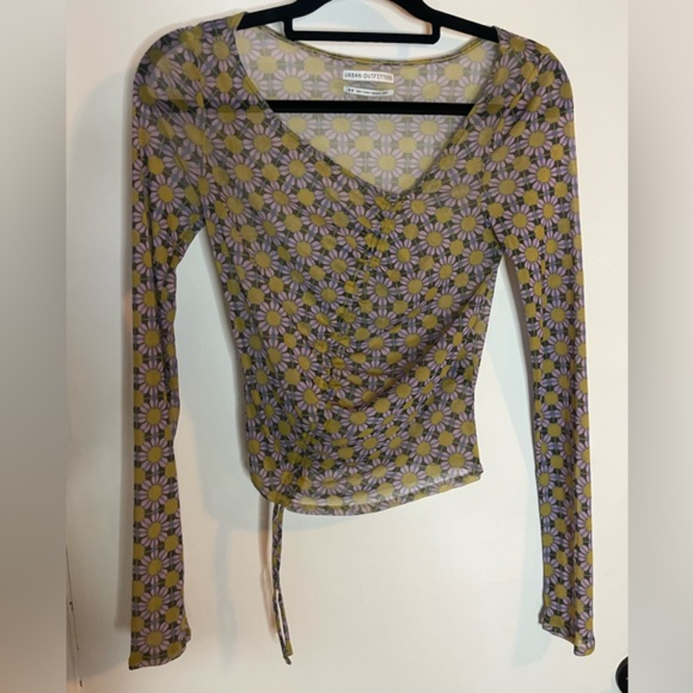Urban Outfitters‎ size Medium floral Shona cinched cropped mesh top